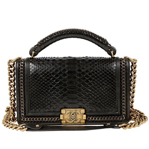 chanel python boy bag
